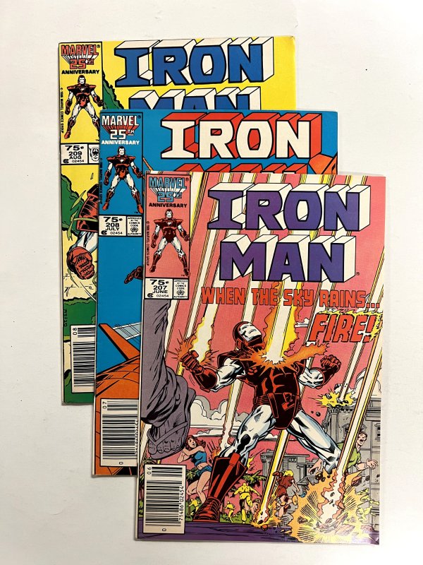 3  Iron-Man Marvel Comic Books #207 208 209   Spiderman Iron-Man Thor  39 JS3