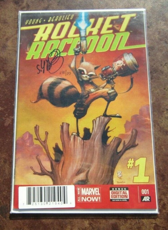 Rocket Raccoon #1 VF/NM Signed w/COA Scottie Young Variant #226/575 Marvel Comic