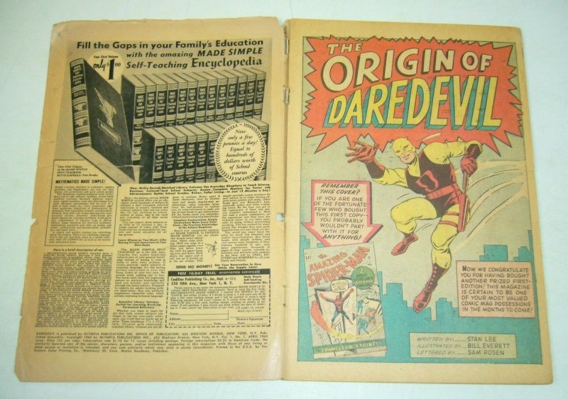 Daredevil #1 FAIR; Marvel | 1st appearance & origin of Daredevil 1964 