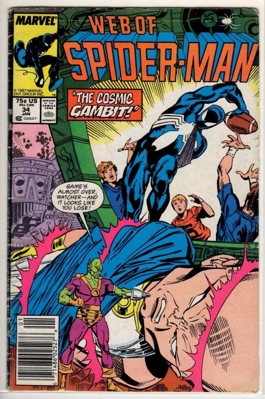 Web of Spider-Man #34 Newsstand Edition (1988) 1.8 GD-