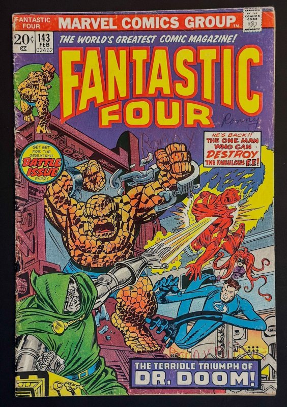 Fantastic Four #143 (1974) Writing on Cvr - Dr Doom -GD