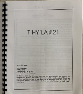 T'HY'LA #21  (STAR TREK ADULT  FANZINE) - 2000 - KIRK/SPOCK GAY EROTICA - LGBTQ