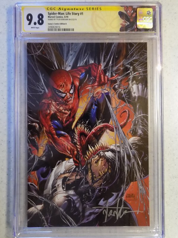 SPIDER-MAN LIFE STORY # 1 CGC 9.8. SS KIRKHAM SIGN CVR B VIRGIN SONNY'S EDITION