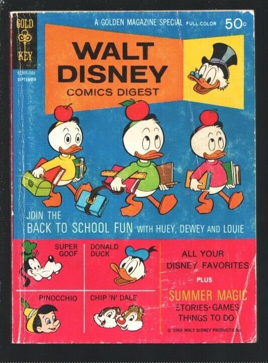 Walt Disney Comics Digest #15 1969--Carl Barks art-Donald Duck-Pinocchio-Summ...