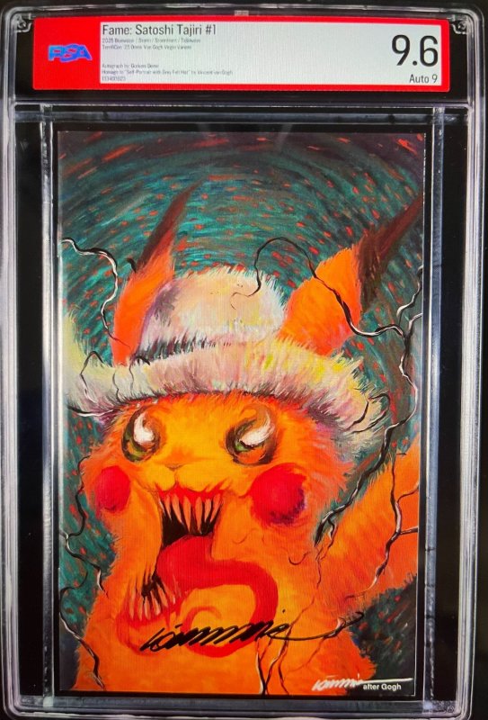 2025 Terrificon: Stormfront Sign Gorkem Demir Van Gogh Felt Hat Pikachu, PSA 9.6