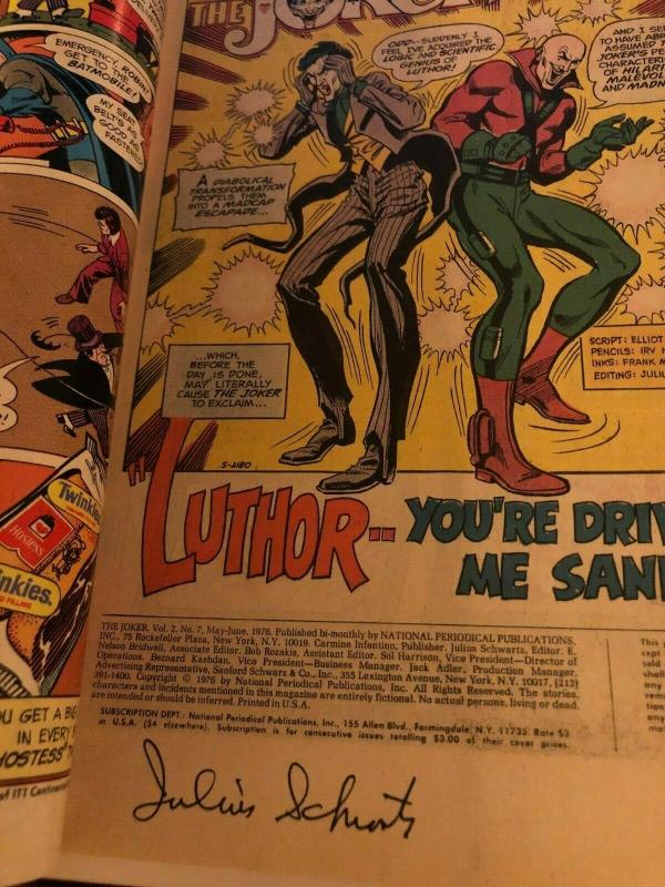 The Joker # 7 VF DC Comic Book SIGNED By Julius Schwartz Batman Gotham J371