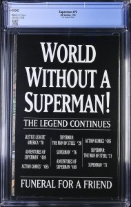 Superman #75 (1/93) Graded CGC 9.8 Poly-Bagged Edition