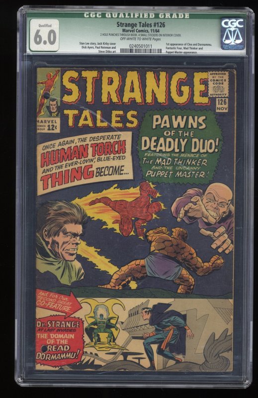 Strange Tales #126 CGC FN 6.0 (Qualified) 1st Appearance Clea & Dormammu!