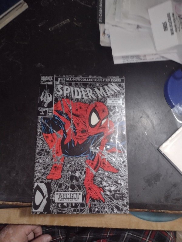 SPIDER-MAN # 1  MARVEL 1990  KEY silver  VARIANT RARE MCFARLANE TORMENT PT 1