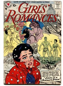 GIRLS' ROMANCES #49 comic book 1958-DC COMICS-SWIMSUIT & SNOWBALL