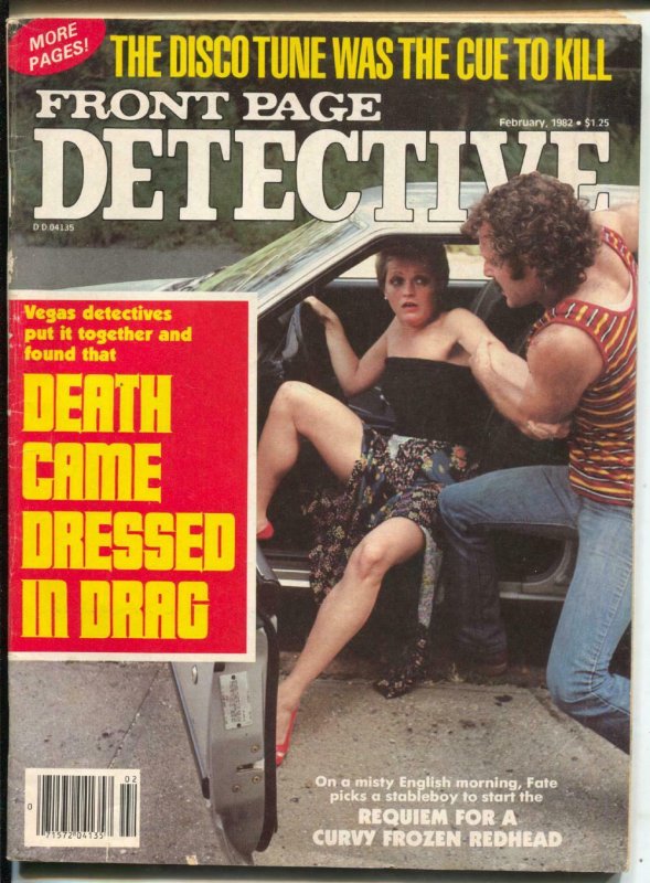 Front Page Detective 2/1982-bizarre cover-Death Dressed In Drag-VG