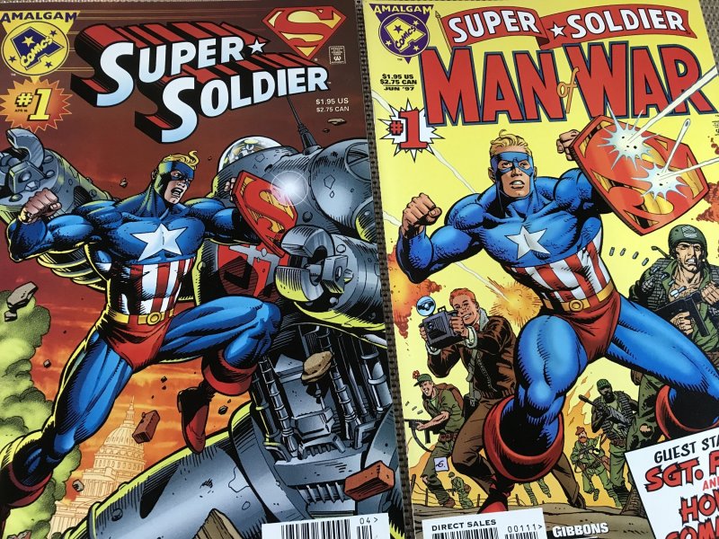 SUPER SOLDIER #1 & MAN OF WAR #1 : DC / Marvel Amalgam 1997 One-shots, VF/NM