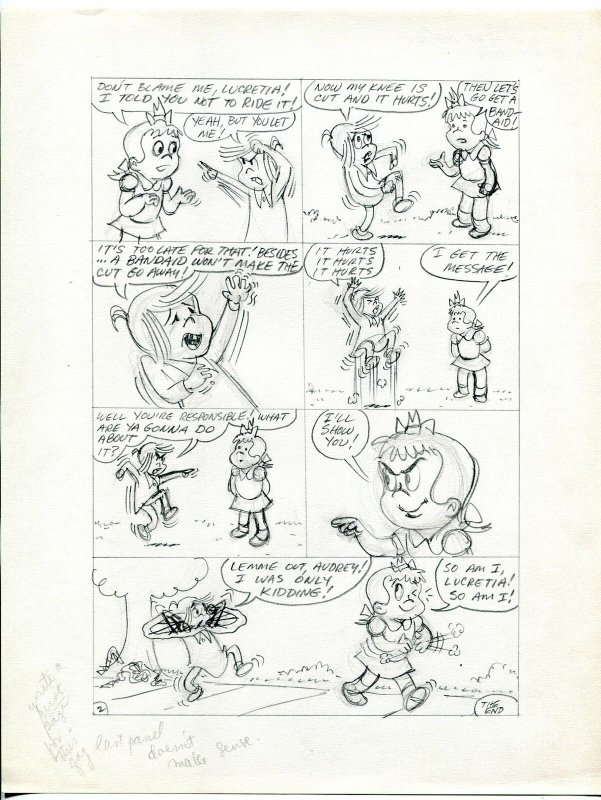 Little Audrey -Single Page Story Original Comic Production Art-- Al Kurzrok