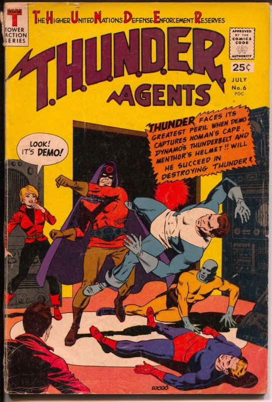 THUNDER Agents #6 1966-Tower-Dynamo-Warp Wizard origin-Wood-VG