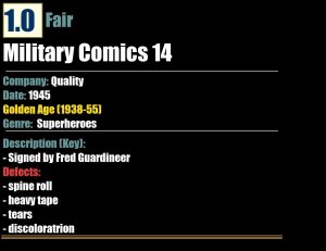 Military Comics 14 (1945) FR Signed by Fred Guardineer Quality