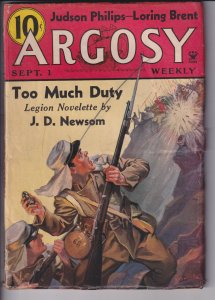 ARGOSY WEEKLY V224N4 (09/01/1934) No BC ow/looks VG cream to white. PULP mag!
