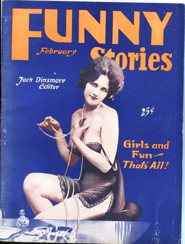 FUNNY STORIES-1931 FEB-RARE BEDSHEET FORMAT PULP-SPICY INTERIOR ART-HUMOR