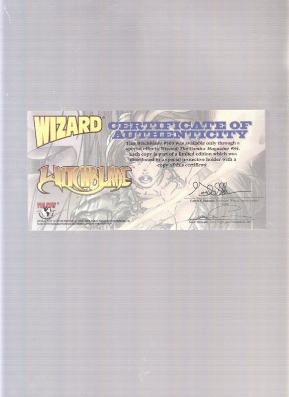 Witchblade #500 1998 1st Print/Wizard Gold Foil Special Edition (7.0) with COA