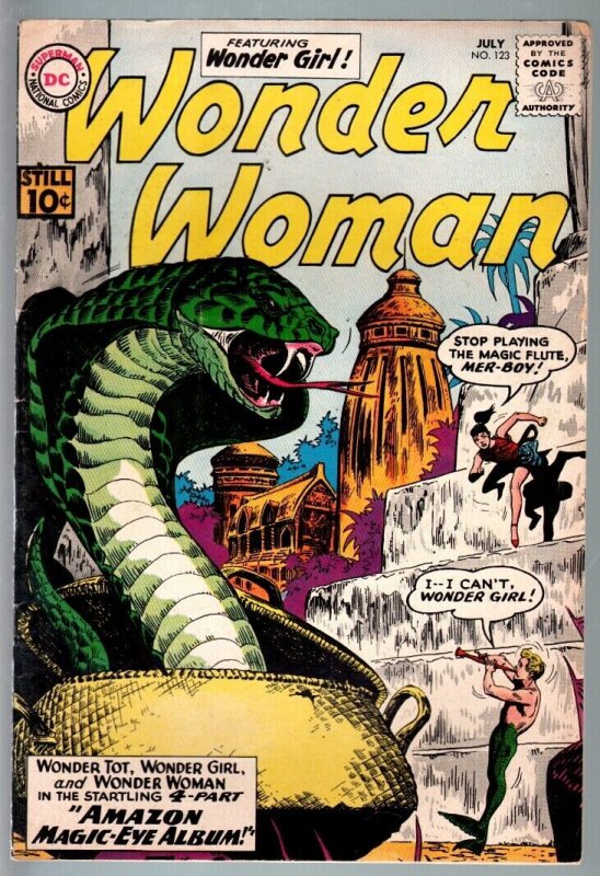 WONDER WOMAN #123-1961-DC SILVER AGE-snake cover-vg plus VG+