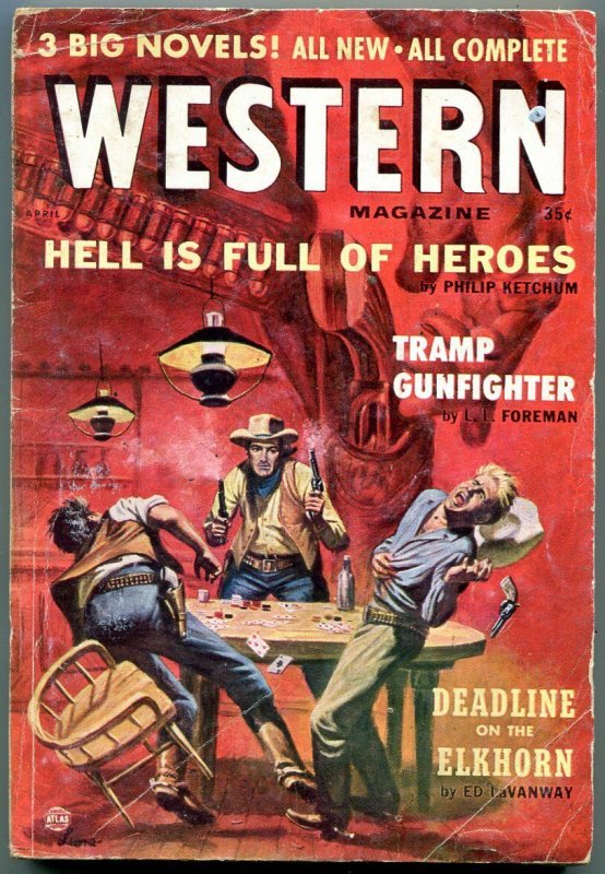 Western Magazine Pulp April 1957- Poker cover- Philip Ketchum VG