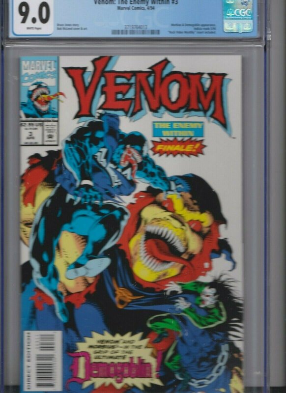 VENOM: THE ENEMY WITHIN #3 CGC 9.0 WHITE MARVEL 4/94 / DIRECT EDITION