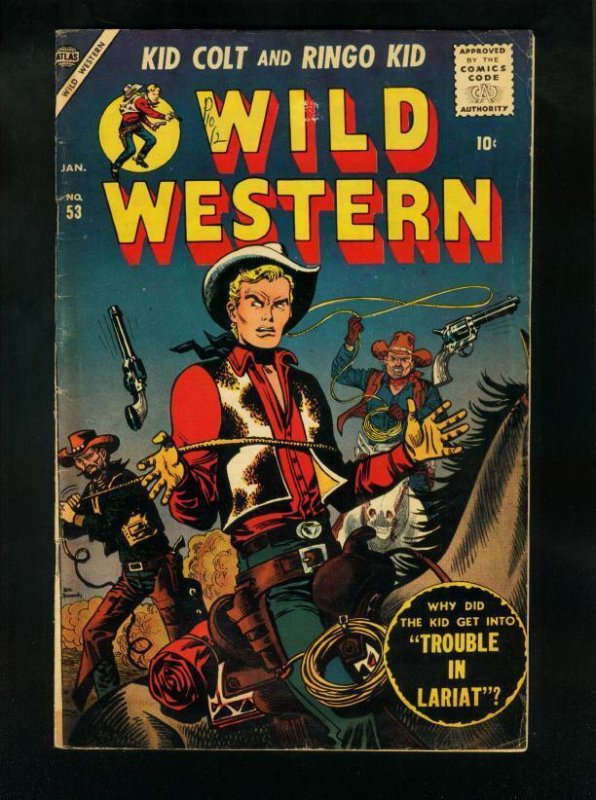 WILD WESTERN COMICS #53-ATLAS COMICS-KID COLT-RINGO KID-ATAH KID-MANEELY  VG-