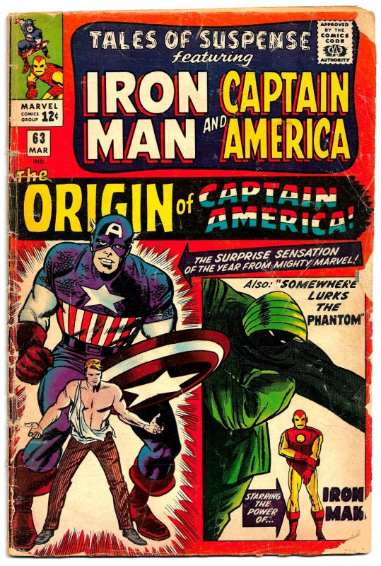 TALES OF SUSPENSE #63 (March '65) 1st Silver Age Origin of Capt America * KIRBY!