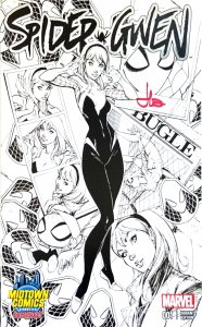 SPIDER-GWEN #1 J.SCOTT CAMPBELL MIDTOWNCOMICS  SKETCH COLOR SET SIGNED W/COA.