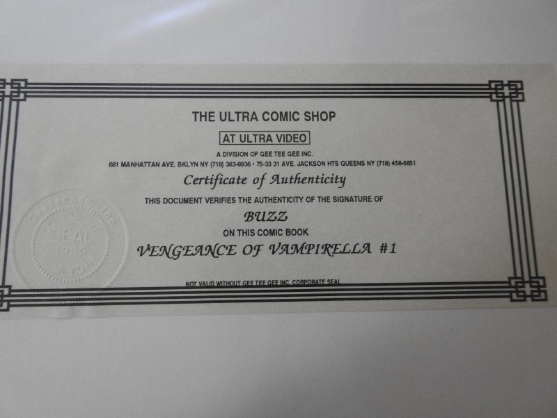 Vengeance of Vampirella #1 Signed by Buzz W/ COA!