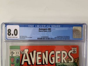 Avengers 83 CGC 8.0 White Pages 1st app VALKYRIE and LIBERATORS
