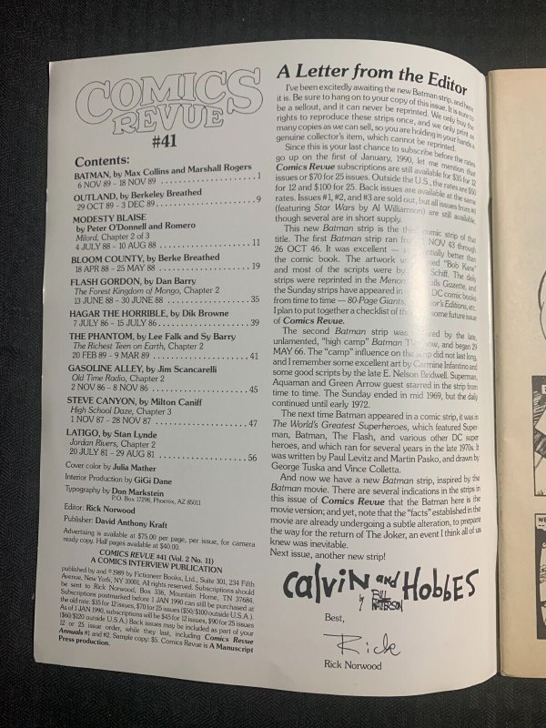 1989 COMICS REVUE Magazine #41 FN- 5.5 Batman / Flash Gordon / The Phantom