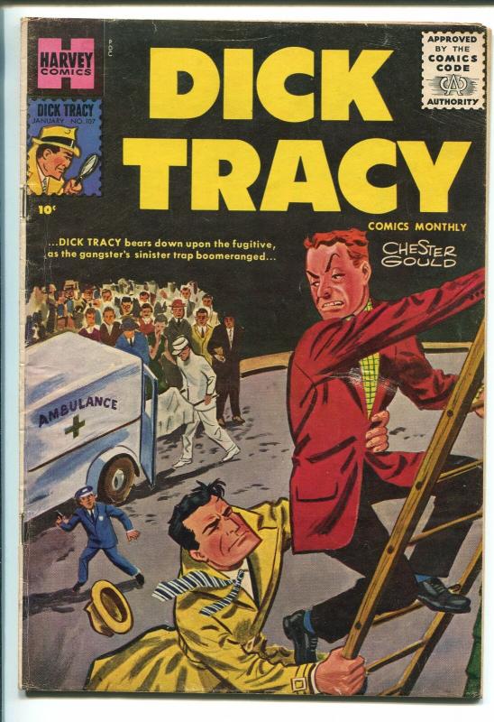 DICK TRACY #107 1956-HARVEY-CHESTER GOULD-GREYTONE COVER-BOB POWELL-vg