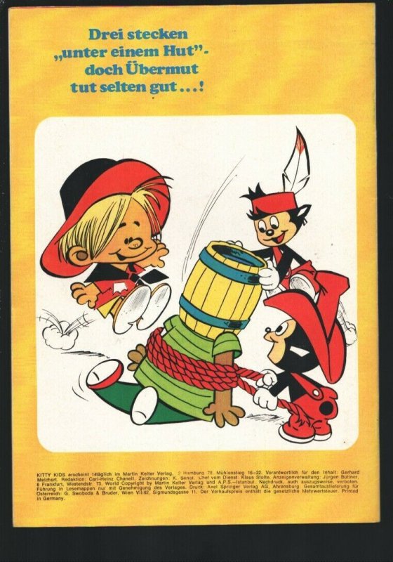 Kitty Kids #20 1980's-Cartoon type humor-German edition-Poster still attached-FN