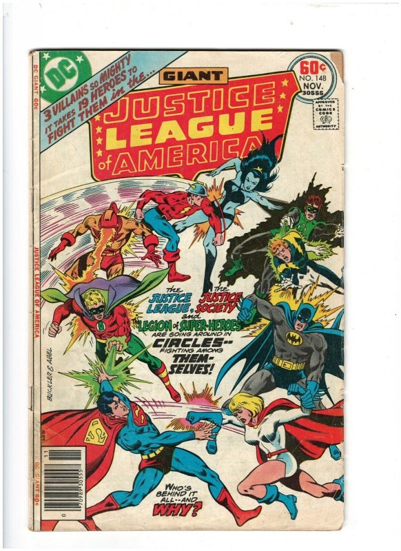 Justice League of America #148 DC Comics 1977 Batman & Power Girl GD 2.0 ROUGH 