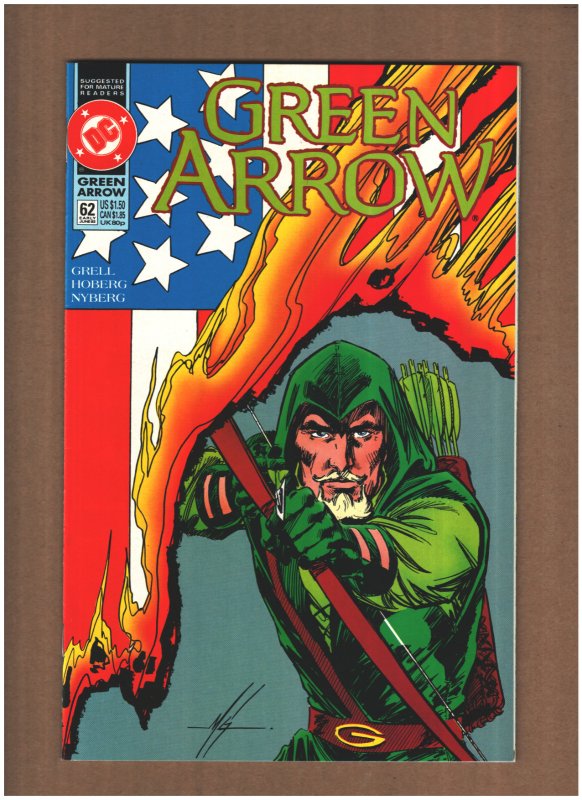 Green Arrow #62 DC Comics 1992 Mike Grell BLACK CANARY APP. NM- 9.2