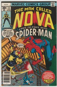 Nova #12 (Aug 1977, Marvel), FN-VFN condition (7.0), Spiderman crossover