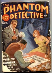PULP:  Phantom Detective Pulp 2/1939- kidnapping cover- Web of Murder