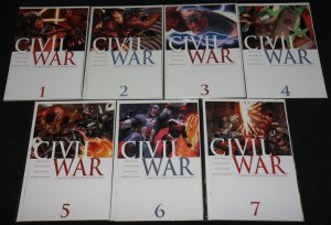 Marvel CIVIL WAR #1-7 - 7pc Mid-High Grade Comic Lot VF-NM Avengers Mark Millar