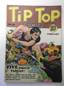 Tip Top Comics #34 (1939) GD+ Condition centerfold detached, rust on staples