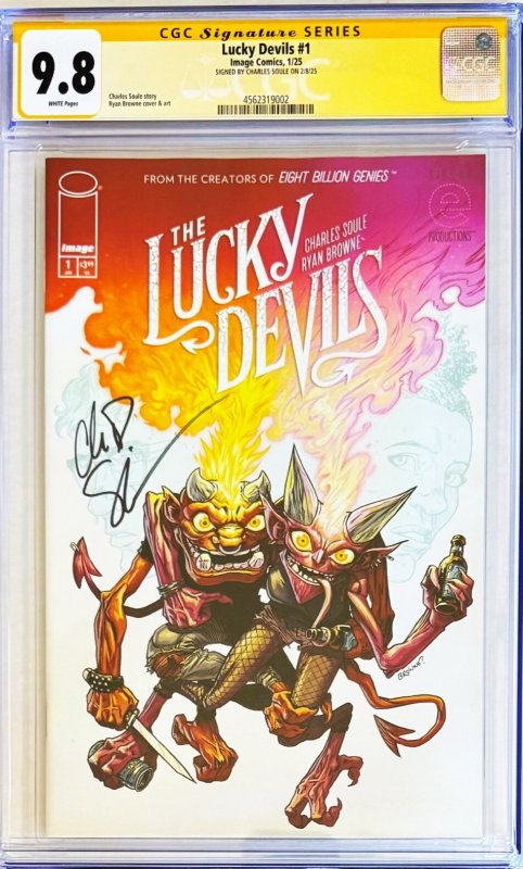 THE LUCKY DEVILS #1 CGC 9.8 SS ? RYAN BROWNE SIGNED BY CHARLES SOULE