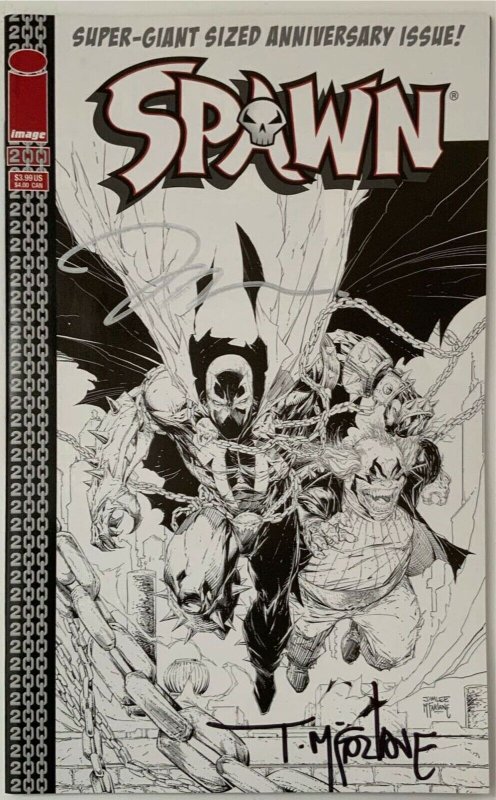 SPAWN #200 LEE SKETCH VARIANT COVER SIGNED BY TODD MCFARLANE WITH COA NEAR MINT.