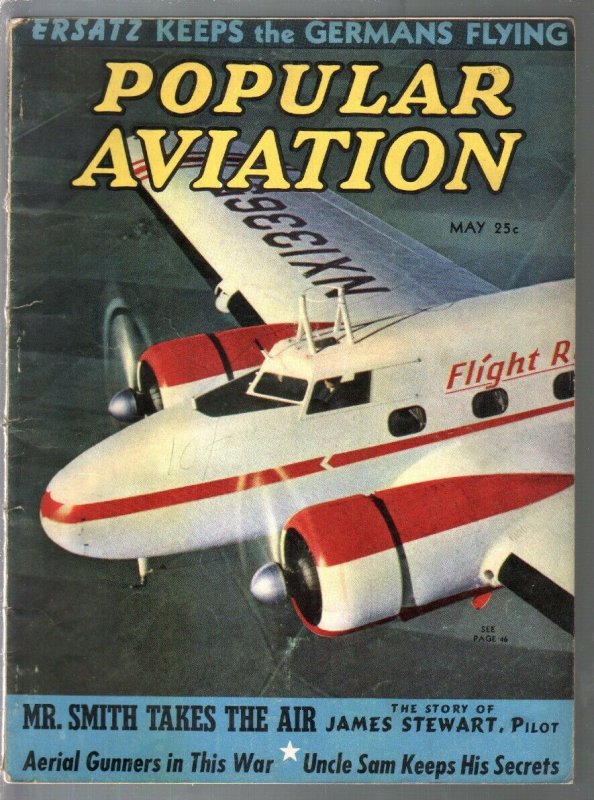 Popular Aviation 5/1940-Jimmy Stewart, Pilot-air war pix & info-pulp thrills-FN