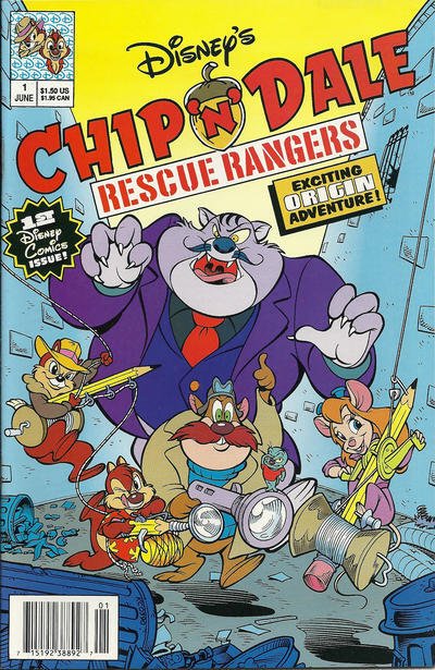 Chip ‘n' Dale Rescue Rangers (Disney's) #1 (Newsstand) VF ; Disney | Origin