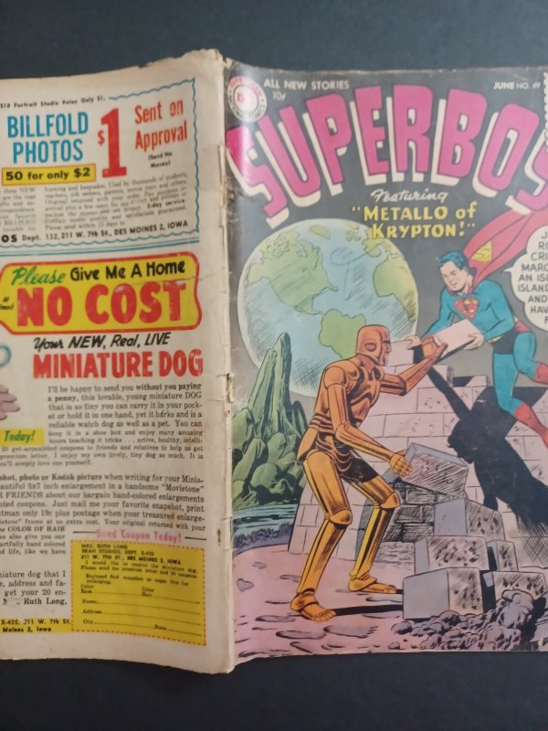 Superboy #49 - Curt Swan cover -  1st Metallo (Jor El's robot) - 1956 - FR