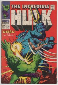 HULK #110, FN, Incredible, Ka-Zar, Severin, Umbu, 1968, more Hulk in store