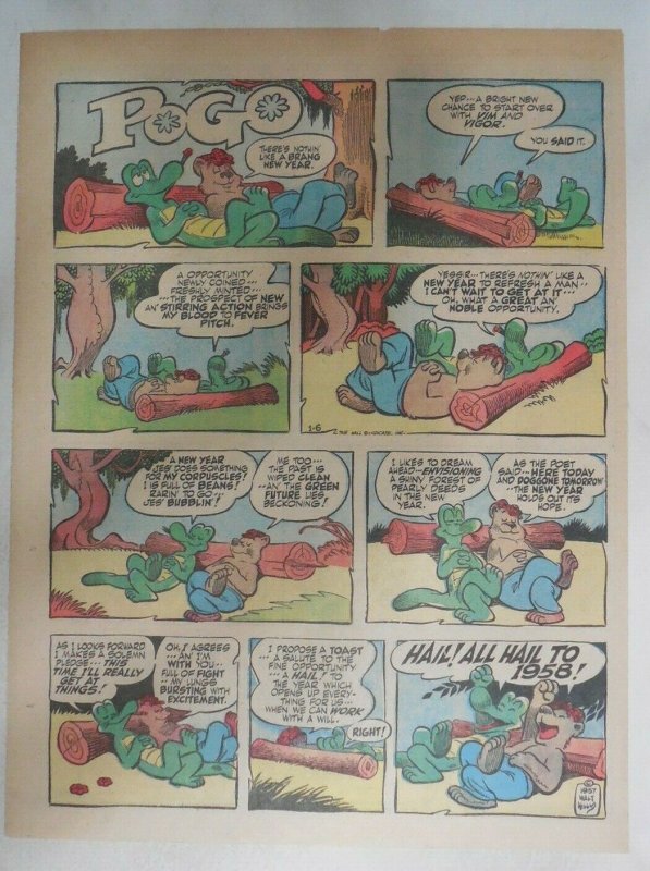 Pogo Sunday Page by Walt Kelly from 1/6/1957 Tabloid Size: 11 x 15 inches