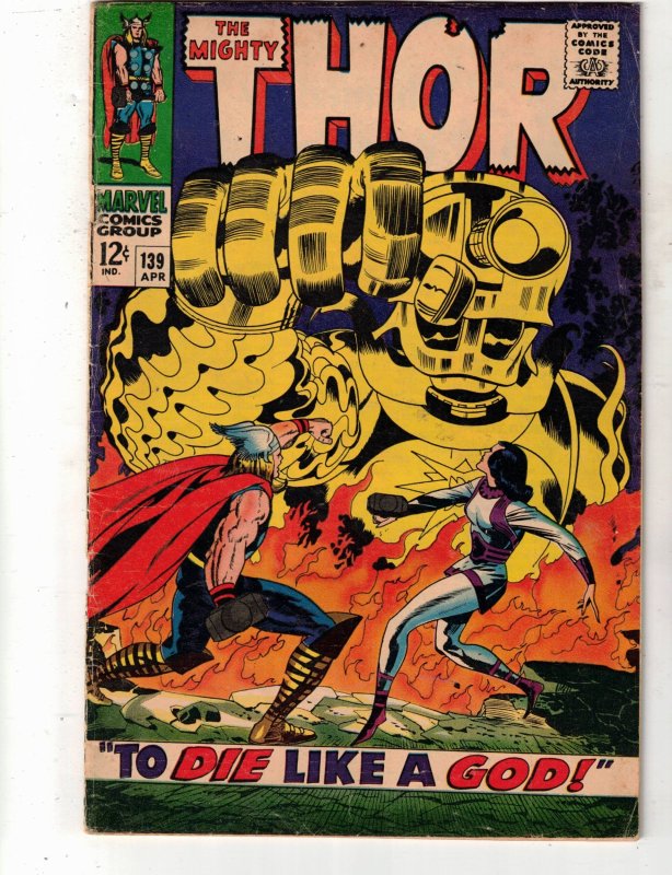 Thor #139 (1967) Affordable-grade Kirby, Lady Siff  cover! VG+ Thor vs. Ulik Wow