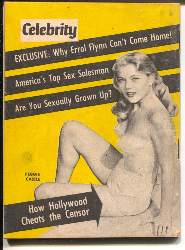 Celebrity 9/1954-exploitation-mini mag-cheesecake-Errol Flynn-Peggy Castle-VG