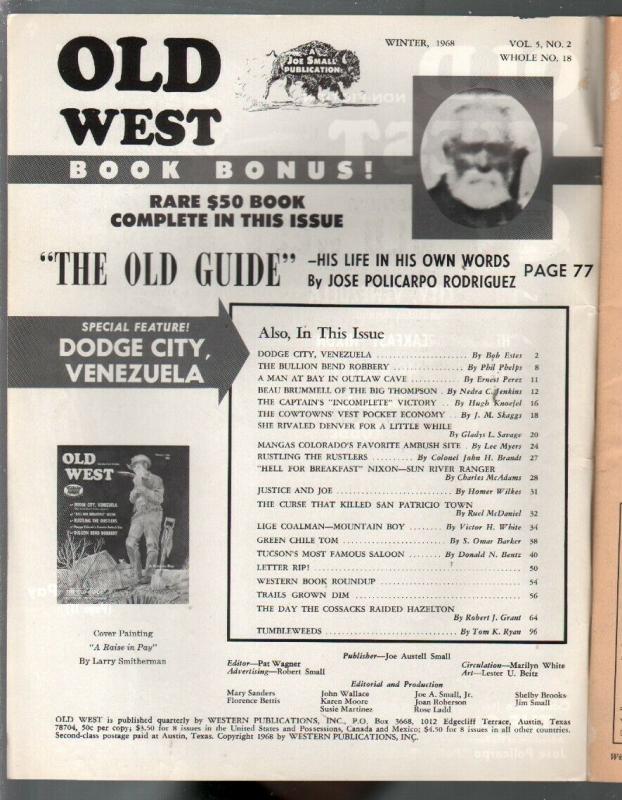 Old West -Winter 1968-Larry Smitherman-Wild Bunch-Dodge City-VG