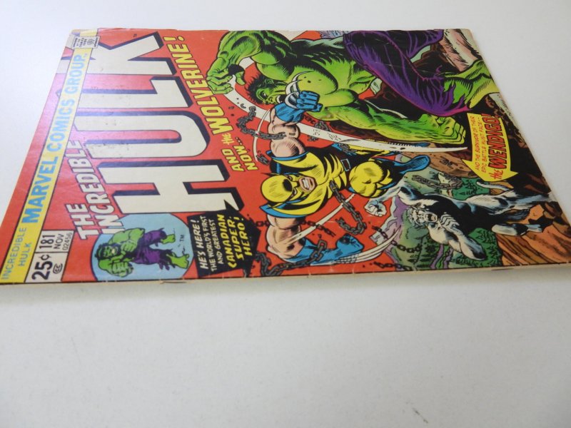 Incredible Hulk #181 1st full appearance of Wolverine VG- condition MVS intact